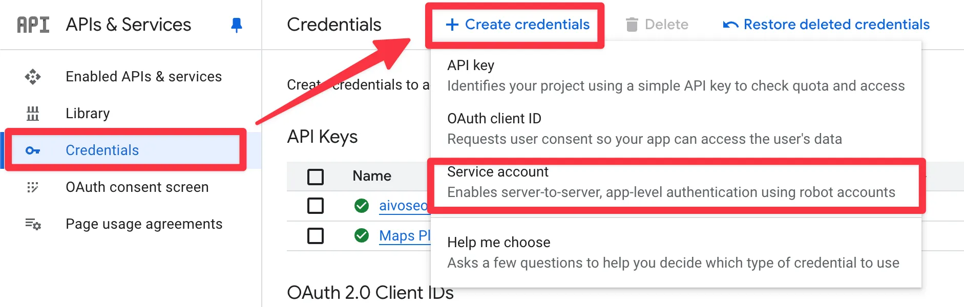 Create Service Account